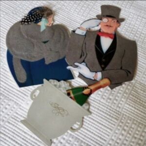 Vintage Hallmark Greeting Cards Lot of 3, Die Cut, Flocked Paper, Art Deco